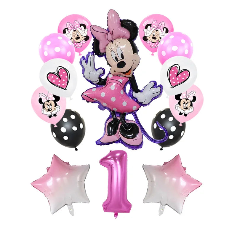 Disney Pink Minnie Mouse One Year Old Birthday Party Supplies Cup Plate Kids Girl Birthday Party Decor Disposable Tableware Set Good Vibrations