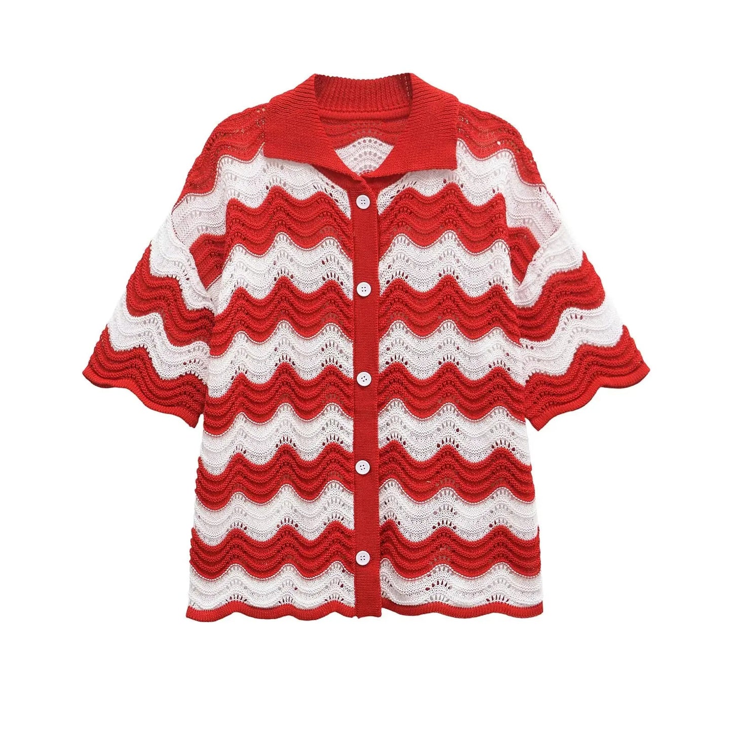 Women Temperament Single Breasted Short Sleeve Top Two Piece Set Fashion Sweet Turn-down Collar Knitted Top Sets Shorts Good Vibrations