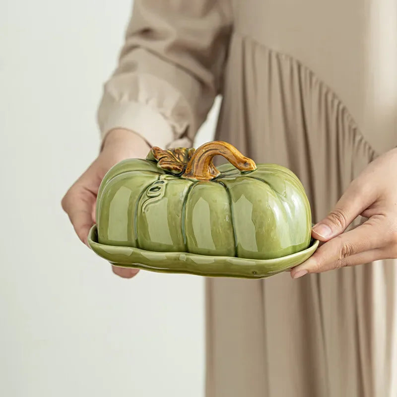 1PCS Pumpkin Ceramic Dinner Plate for Fruit Cake Snack Serving Kitchen Table Restaurant Use Ceramic Material Good Vibrations
