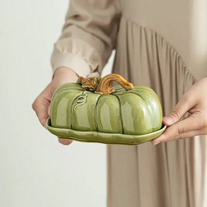1PCS Pumpkin Ceramic Dinner Plate for Fruit Cake Snack Serving Kitchen Table Restaurant Use Ceramic Material Good Vibrations