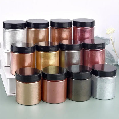 50g Shimmer Metallic Gold Silver Color Pigment Pearlescent Colorant Pearl Pigment Dye UV Resin Epoxy Colour Jewelry Making Good Vibrations
