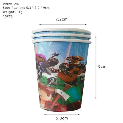 Game Roblox Cartoon Party Theme Birthday Supplies Balloon Banner Cake Topper Tableware Set Decorative Anime Peripheral Gifts Good Vibrations