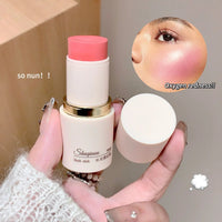 SHAQINUO Cream Blush Stick - Watery Glow, Long-Lasting, Natural Tint, Korean-Style Cheek Makeup for Fresh Look Good Vibrations