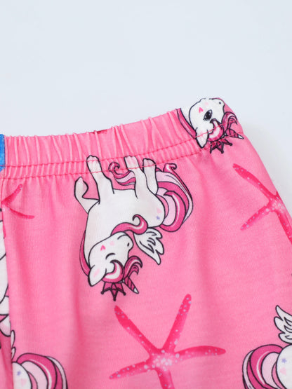 Girls Unicorn Cartoon Long Sleeve Pajamas Two Piece Set Good Vibrations