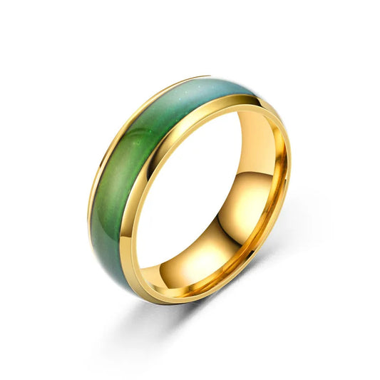 5 Colors Stainless Steel Changing Color Rings Mood Emotion Feeling Temperature Ring for Women Men Couples Ring Tone Jewelry Gift Good Vibrations