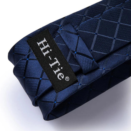 Hi-Tie Blue Business Solid 100% Silk Men's Tie NeckTie 8.5cm Ties for Men Formal Luxury Wedding High Quality Gravata Good Vibrations