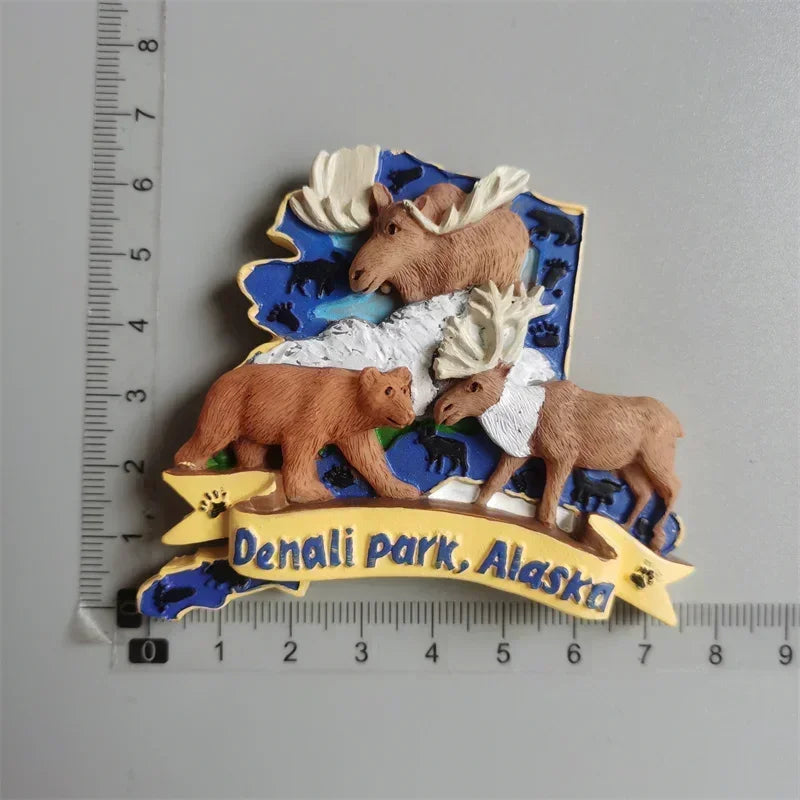 USA Alaska Bear Kawaii Fridge Magnets Tourism Souvenir British Canada Bear Refrigerator Magnetic Stickers Cute Magnet Decor Gift Good Vibrations
