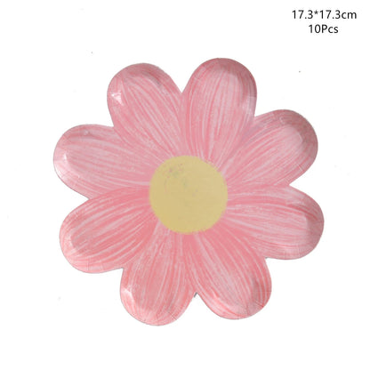 Disposable Daisy Paper Plate Flower Meal Plate Picnic Cake Plates Birthday Theme Party Decoration Good Vibrations