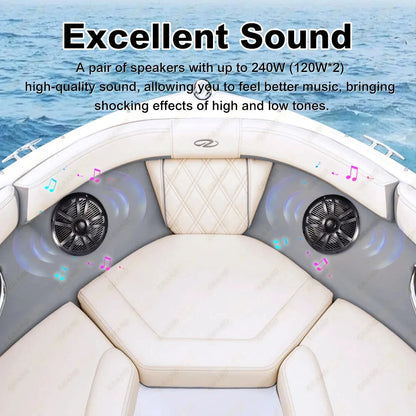 6.5 Inch 120W Marine Speakers Waterproof Weather Resistant Stereo Boat Speaker for Yachts Golf cart RV ATV UTV Ship Sauna Good Vibrations