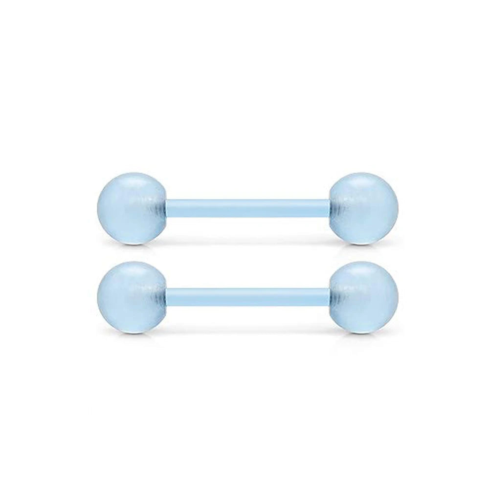 2 Pieces 14G 16mm Night Glow Flexible Acrylic Straight Tongue Ring pacifier Ring Fixed Perforated For Woman and Man Good Vibrations
