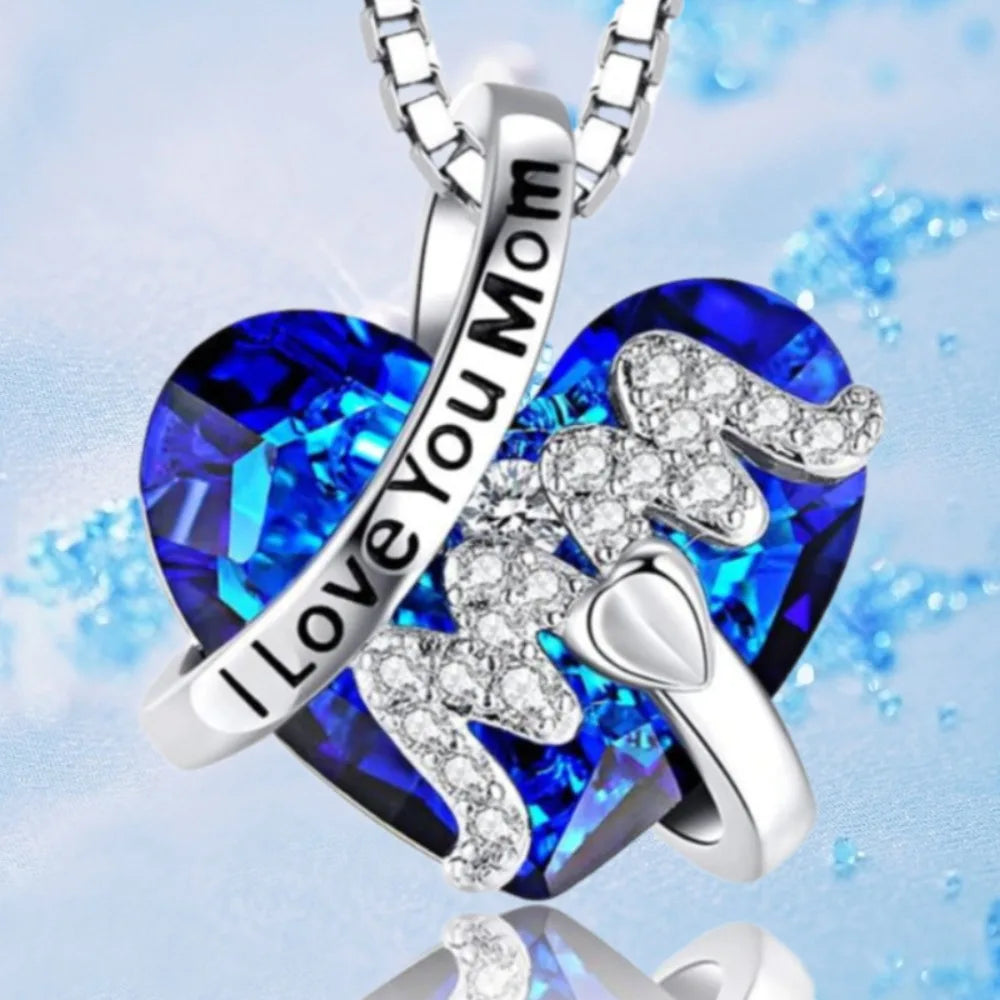 Luxury Fashion Mother's Day Gift Red/Blue Heart Pendant Necklace Mother's Day Necklace Chain Necklace Neck Accessories Good Vibrations Adult Super Store