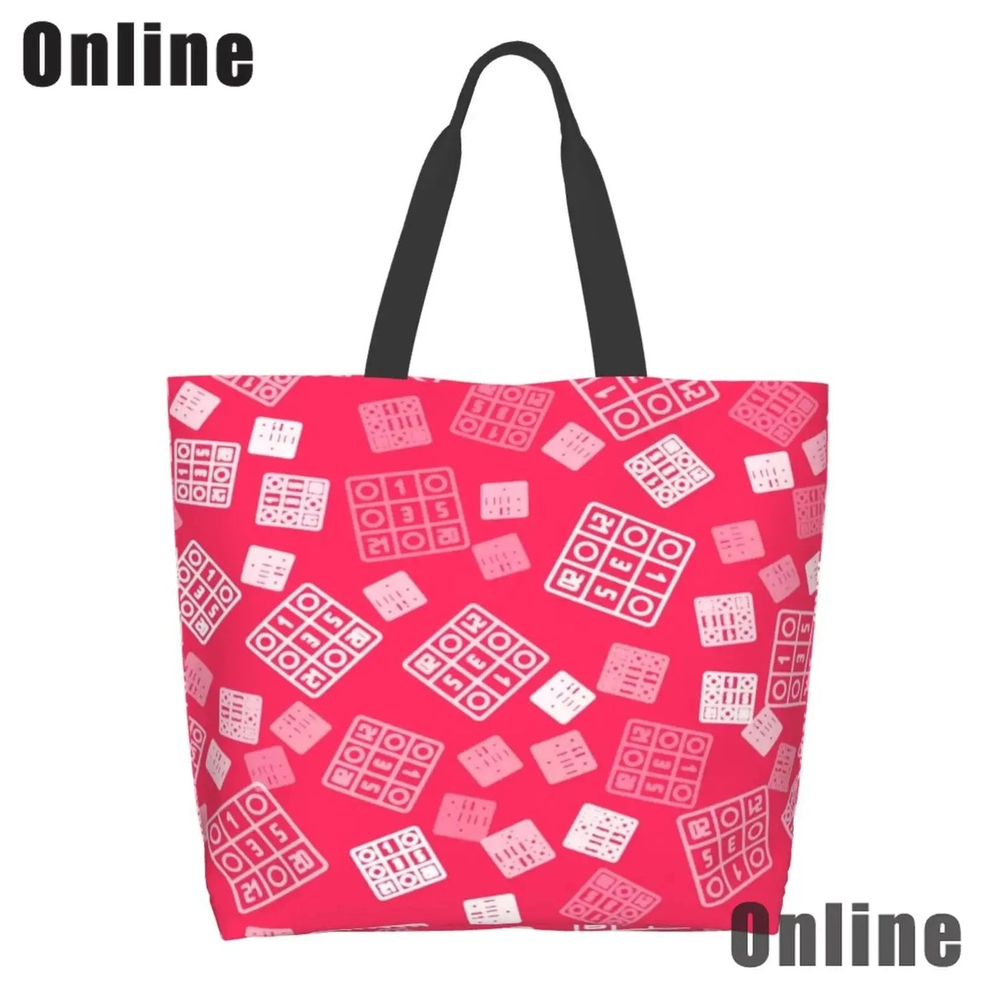 I Love Bingo Game Funny Handbags Shoulder Bags Casual Shopping Girls Tote Bag for Women Folding Reusable Shopping Bags Good Vibrations