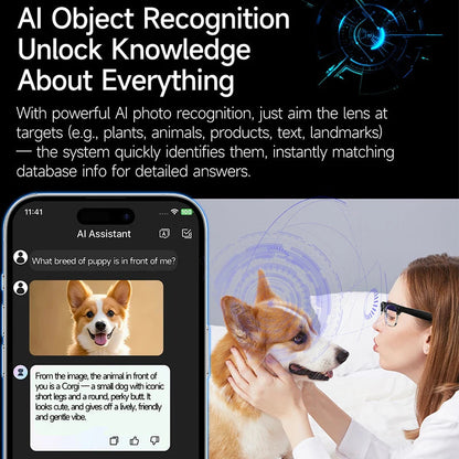 New Al Smart Glasses 8MP HD Camera 4K Video Record Voice Translation Photo Recognition WIFI Transmission BT Call Smart Glasses Good Vibrations