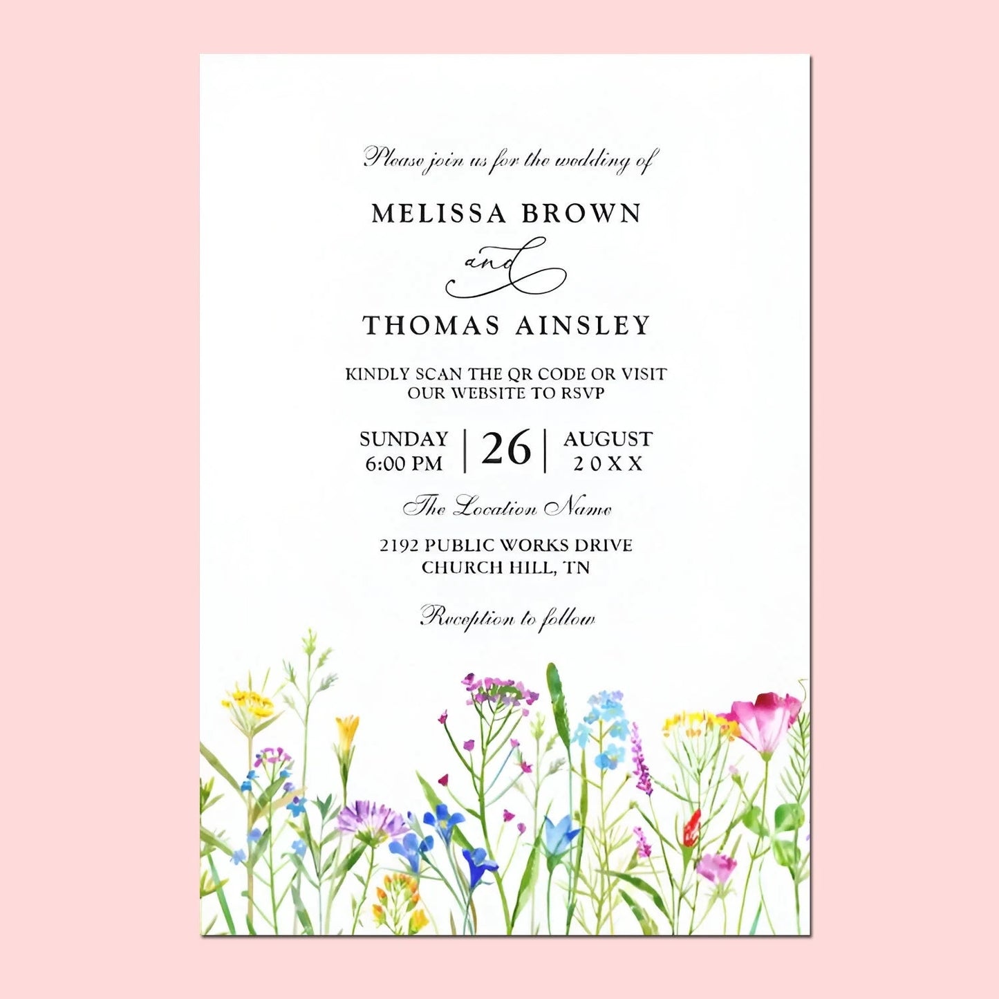 20pcs Country Wedding Invitation, Personalized Wedding Invitation Card, Wedding Invitations for Elegant Wildflowers Good Vibrations