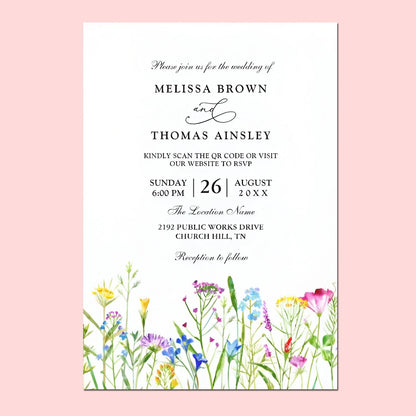 20pcs Country Wedding Invitation, Personalized Wedding Invitation Card, Wedding Invitations for Elegant Wildflowers Good Vibrations