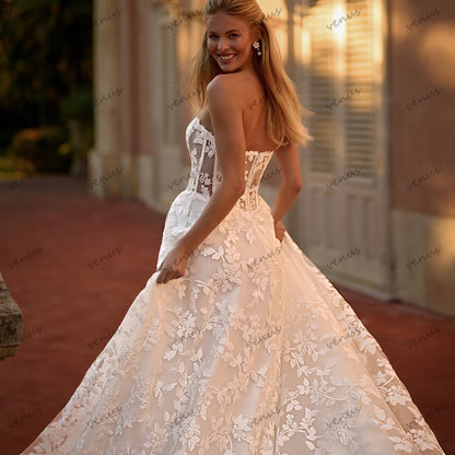 Gorgeous Wedding Dresses Glamorous Bridal Gowns Lace Appliques Strapless Backless Robes Pretty Vestidos De Novia Customized 2025