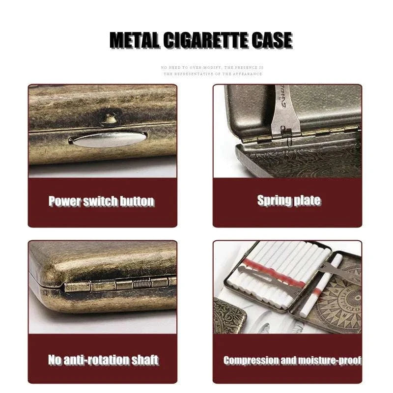 Retro Copper Tobacco Box Cigarette Case 20 Capacity Vintage Metal Brass Cigar Storage Box Smoking Accessories Good Vibrations Adult Super Store