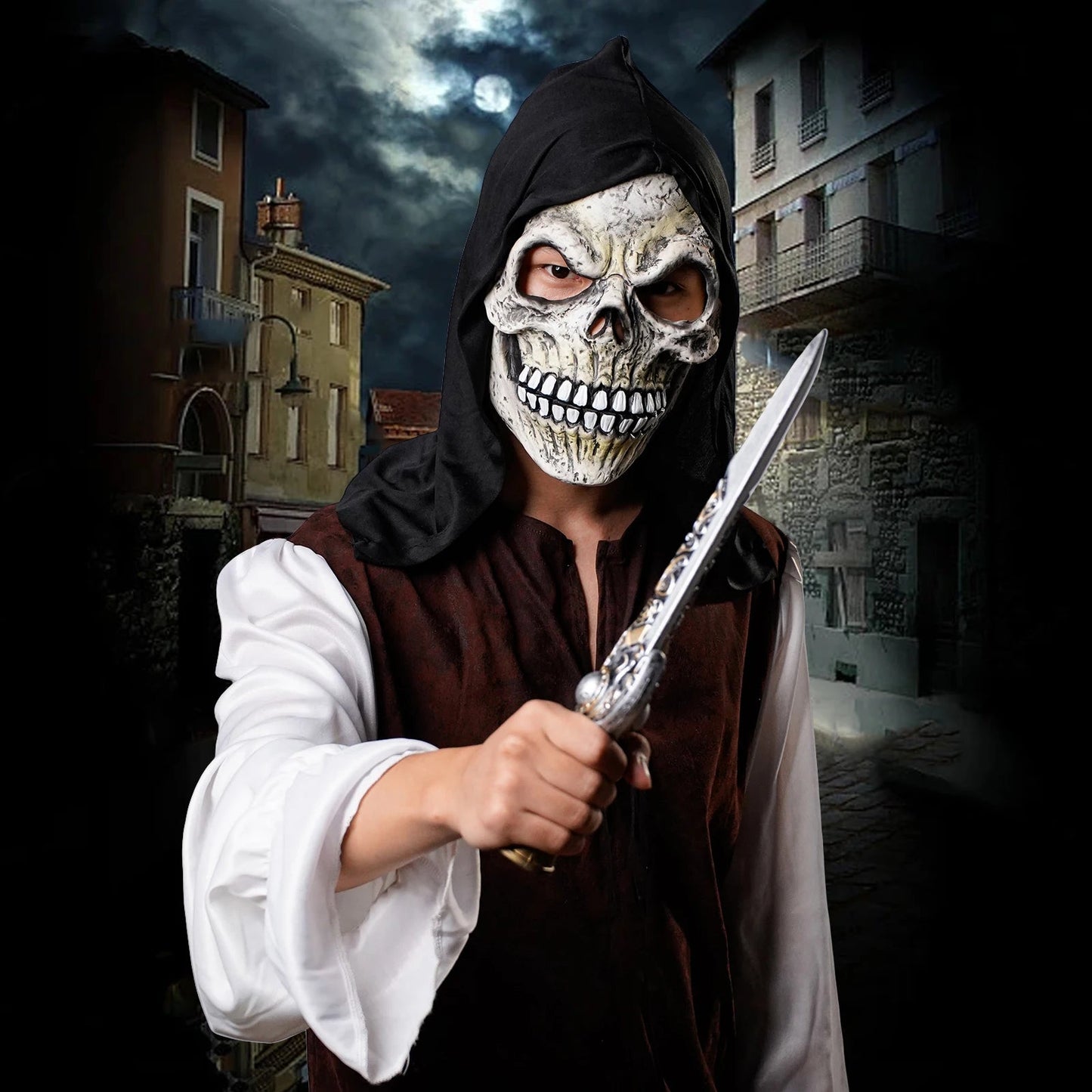 Halloween Cosplay Mask Latex Hood Skull Mask Dance Party Costume Accessories Props Good Vibrations
