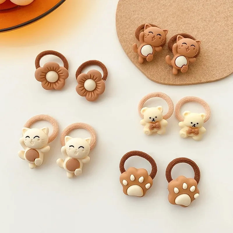 Kawaii Cartoon Baby Small Scrunchies Cute Children Girls Kids Elastic Hair Rubber Bands Accessories Tie Hair Ring Rope Headdress Good Vibrations