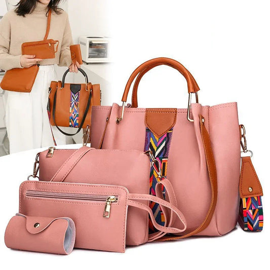 4 Pcs Luxury Handbag Large Capacity Tote Bag Women's Bag Fashion Shoulder Bag,Wallet,Card Case Good Vibrations Adult Super Store