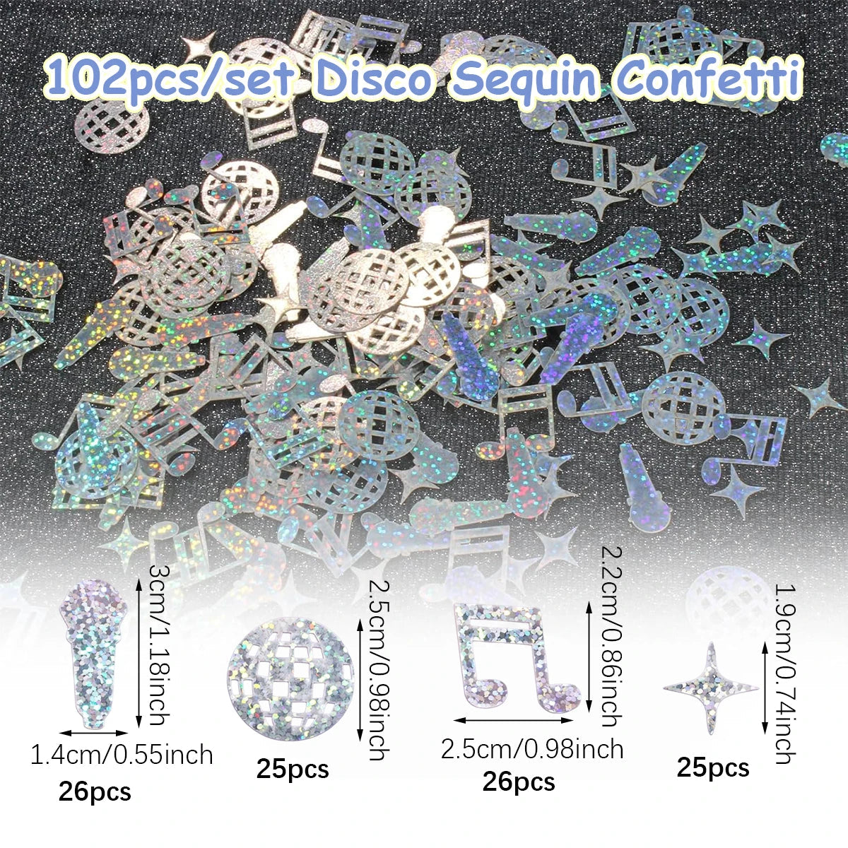 1 Set Disco-Themed Confetti & Glitter Disco Ball Party Decorations — Ideal for Disco, Birthday, and Music-Themed Parties Good Vibrations