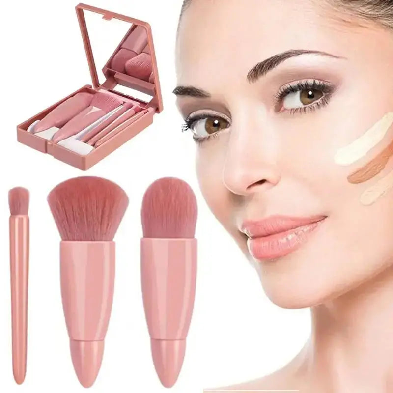 5pcs Travel Size Makeup Brushes Set Mini Makeup Brushes, Small Complete Function Cosmetic Brushes Kit With Case And Mirror Perfe Good Vibrations