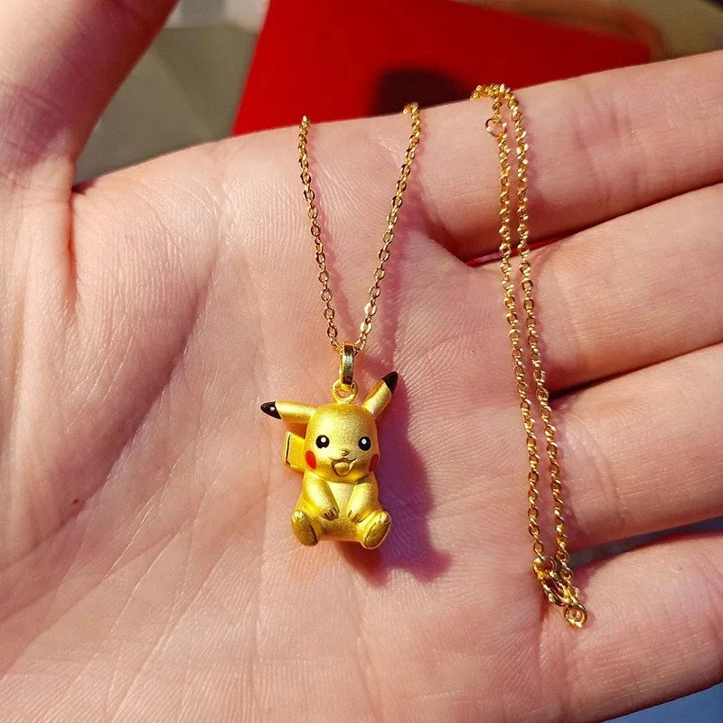 Pikachu Necklace Golden Anime Chain Fashion Cute Men Women Pendant Decoration Aesthetic Kawaii Boys Girls Kids Cute Jewelry Gift Good Vibrations