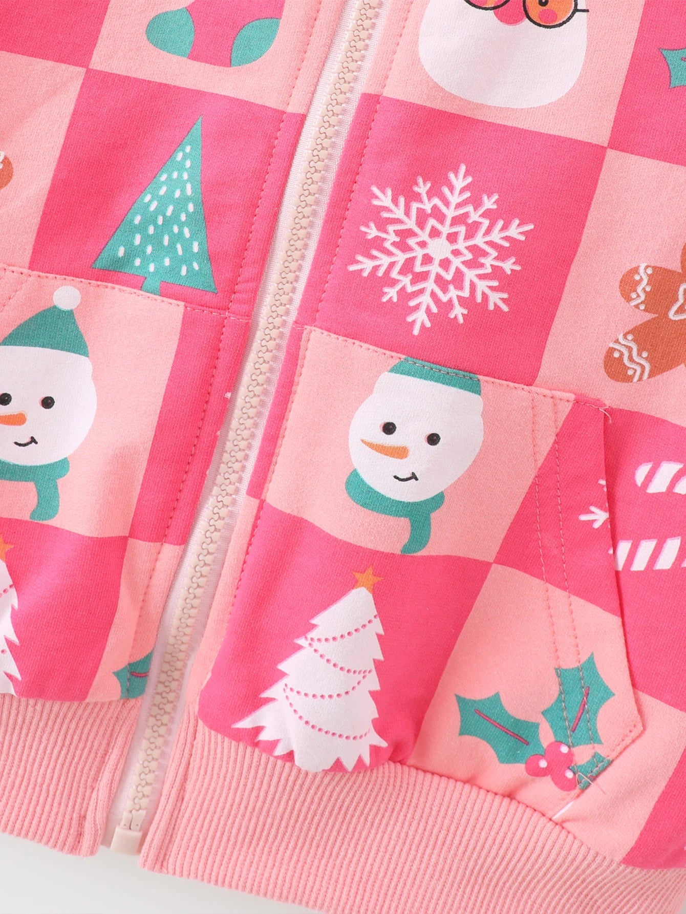 A long-sleeved hooded cardigan with cute Christmas prints for girls is perfect for outdoor casual wear, comfortable and fun Good Vibrations