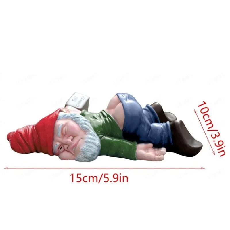15cmDrunken Garden Gnomes  Funny Resin Statues for Home Decor  Whimsical Indoor Outdoor Ornaments EcoResin Weatherproof - Good Vibrations