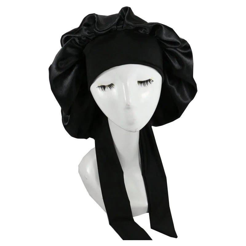 Women Satin Solid Sleeping Hat Night Sleep Cap Hair Care Bonnet Nightcap For Women Men Unisex Cap Bonnet De Nuit Shower Turban Good Vibrations