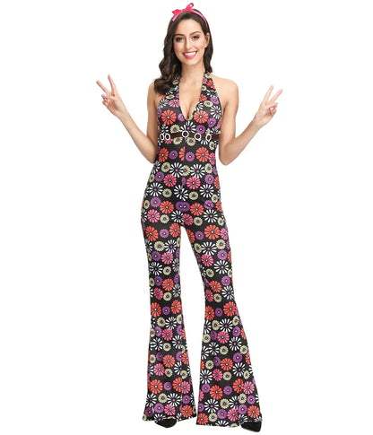 Halloween Cosplay Costumes 70s 80s Disco Couple Costume  Vintage Hippies Costume Men Women Music Festival Party Fancy Dress Good Vibrations