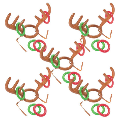 1/3/5set Christmas Game Inflatable Reindeer Antler Hat Ring Toss Kids Gift Reindeer Antler Hat Headband New Year Christmas Decor Good Vibrations