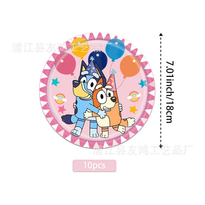 Bluey Theme Birthday Party Decorations Celebration Party Balloons Disposable Tableware Cup Plate Baby Shower Kid Party Set Good Vibrations