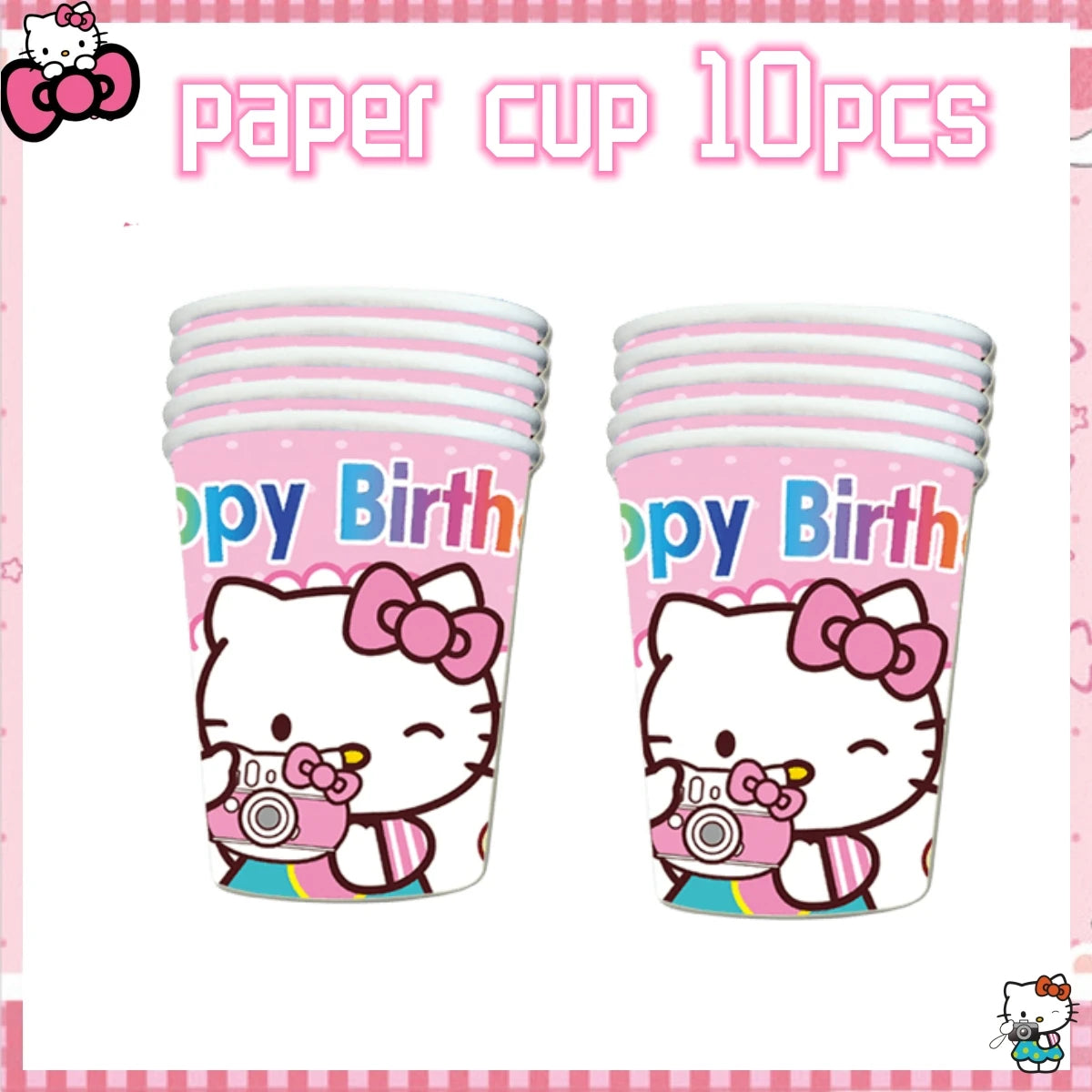 Hello Kitty Birthday Party Decoration Disposable Tableware Cup Plate Tablecloth Balloons Baby Shower Girls Party favors Supplies Good Vibrations