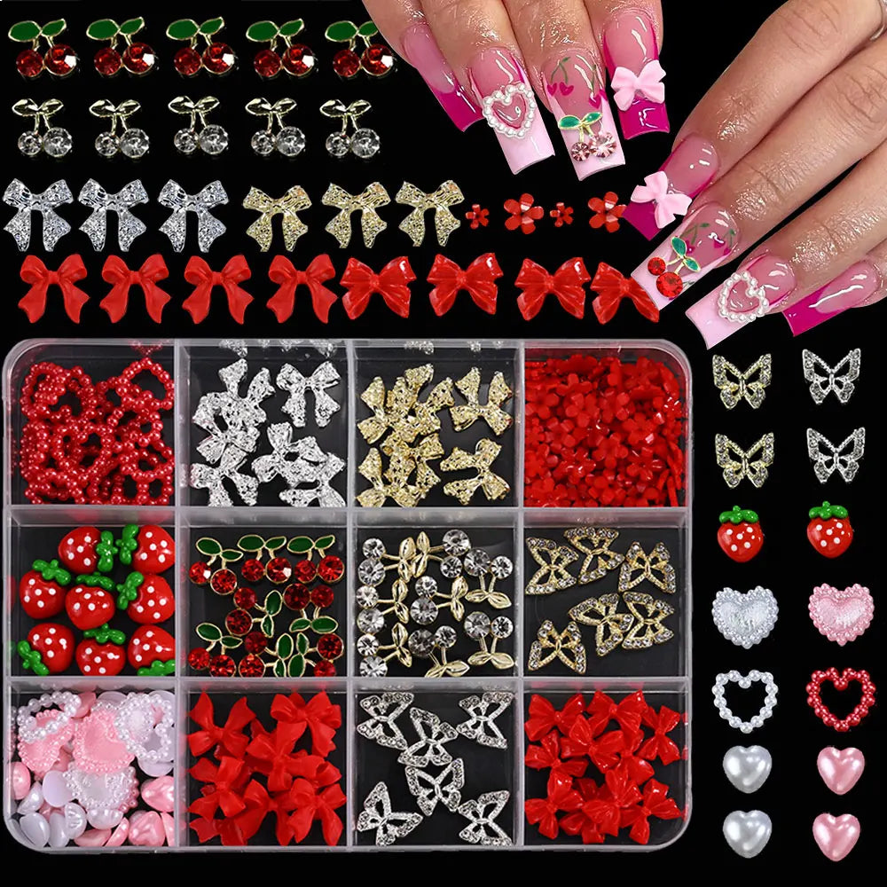 120pcs/box 3D Gold Bow Butterfly Nail Metal Charms Shiny Cute Bowtie/Diamond Star Nail Jewelry 120 Luxury Nail Art Supplies #RE4 Good Vibrations