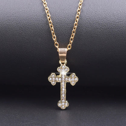 Cross Charm Necklace Crystal Pendant Necklaces For Women Men Accessories Rhinestone Christ Crosses Choker Gift Fashion Jewelry Good Vibrations