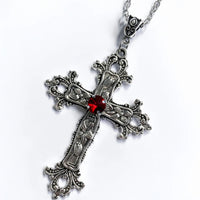 Y2K Punk Crystal Big Cross Pendant Necklaces for Women Men Gothic Irregular Cross Clavicle Chain Necklaces Aesthetic Jewelry Good Vibrations