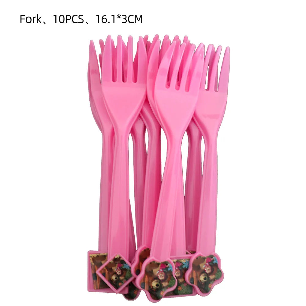 Girl and the Bear Birthday Decorations Disposable Tableware Tablecloth Cup Plate Napkin Balloons Baby Shower kids Party Favors Good Vibrations