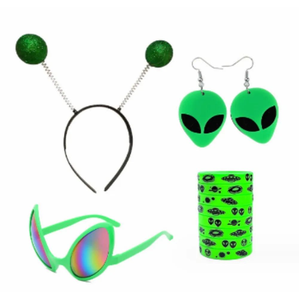 Halloween Costume Accessories Alien Glasses Alien Drop Earrings Alien Silicone Bracelet Good Vibrations