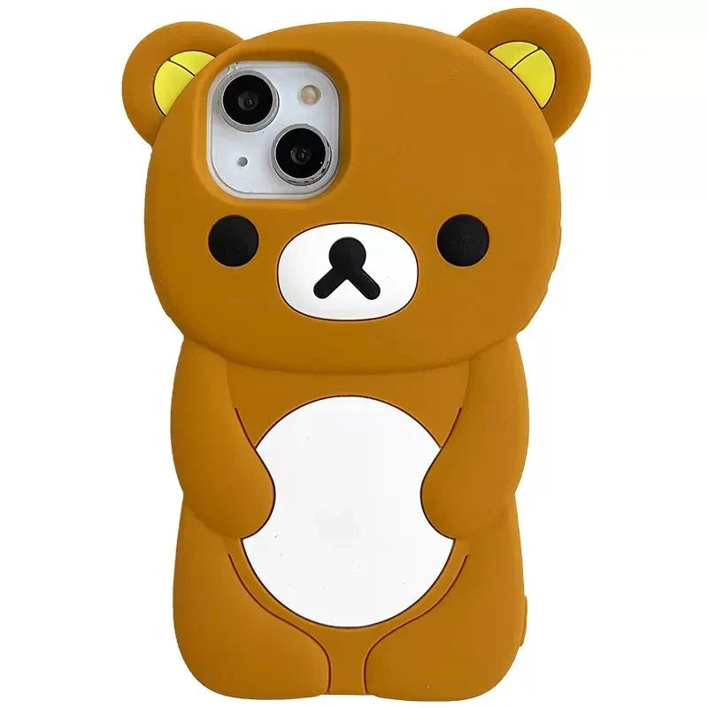Rilakkuma Bear Silicone Soft Cover Case For iPhone 17 16 15 14 13 12 11 Pro Max mini Plus Xs XR 6 7 8 Plus Good Vibrations