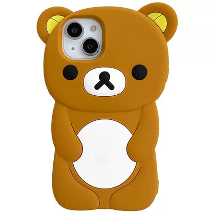 Rilakkuma Bear Silicone Soft Cover Case For iPhone 17 16 15 14 13 12 11 Pro Max mini Plus Xs XR 6 7 8 Plus Good Vibrations