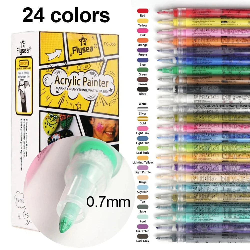 Nail Art Drawing Pen 12/18/24Colors Graffiti Acrylic Pen Waterproof Painting Liner DIY 3D Abstract Colorful Beauty Manicure Tool Good Vibrations