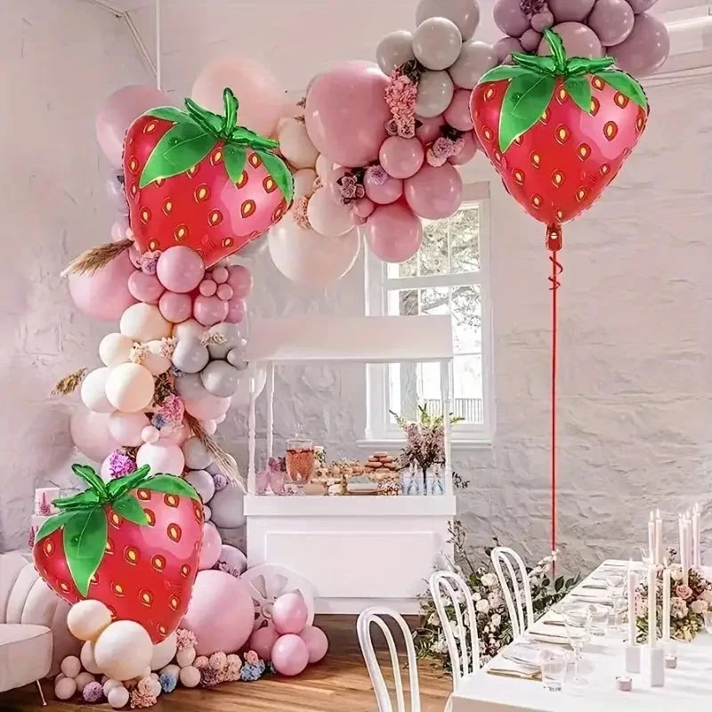 6 pieces, strawberry foil balloons, birthday party decorations, summer fruit party decorations balloons Good Vibrations