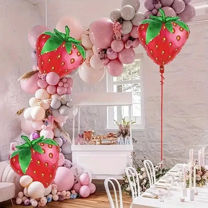 6 pieces, strawberry foil balloons, birthday party decorations, summer fruit party decorations balloons Good Vibrations