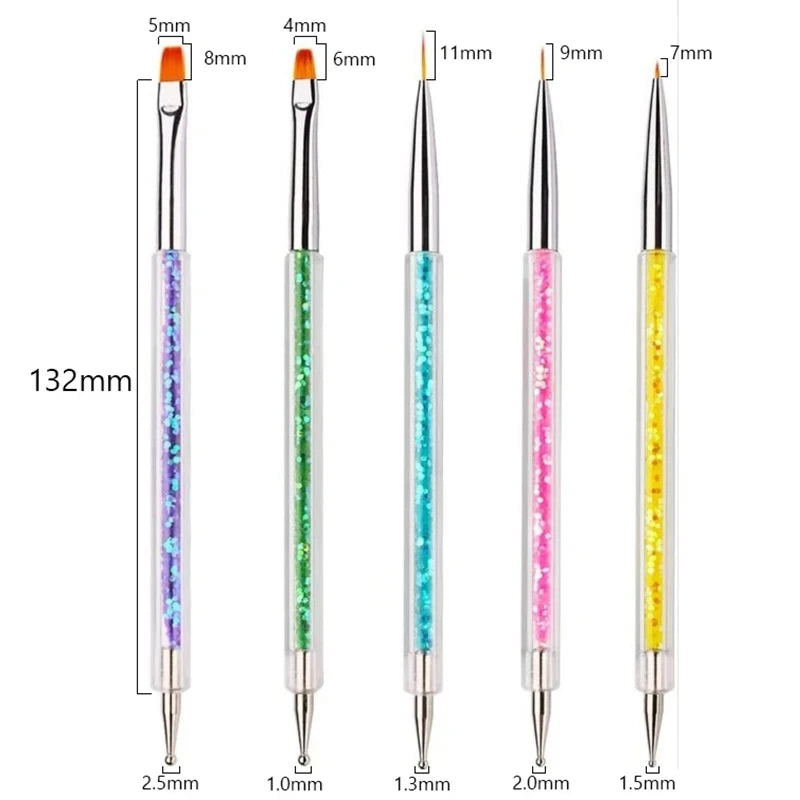 5Pc Nails Art Dotting Pen Acrylic Drawing Liner Supplies Brush Rhinestone Gems Picker UV Gel Painting Manicure Accessoires Tools Good Vibrations