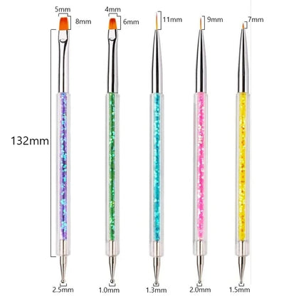 5Pc Nails Art Dotting Pen Acrylic Drawing Liner Supplies Brush Rhinestone Gems Picker UV Gel Painting Manicure Accessoires Tools Good Vibrations
