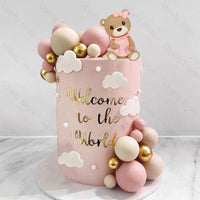 32Pcs Bear Cake Toppers Blue Pink Cake Balls Brown Bear Cake Decorations for Baby Shower 1st Birthday Party Cake Decor Favor Good Vibrations