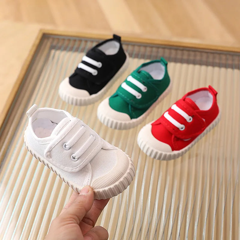 Children's Casual Shoes, Canvas Soft Sole Shoes Spring and Autumn Boys and Girls' Low Top Single Shoes Non-slip Prewalker Kids Good Vibrations