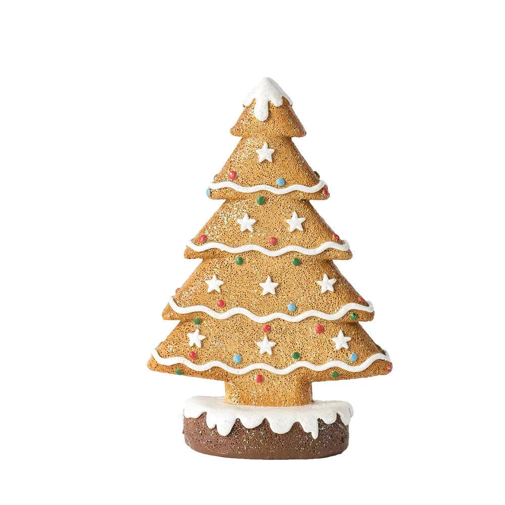 Festive Resin Gingerbread Christmas Tree Figurine, Holiday Tabletop Centerpiece Decor for Home Christmas Atmosphere Good Vibrations