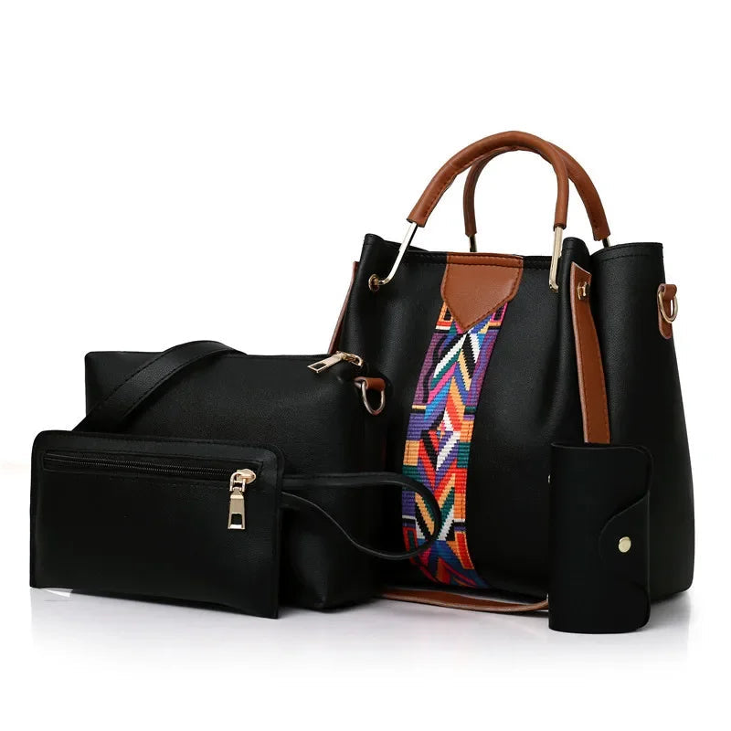 4 Pcs Luxury Handbag Large Capacity Tote Bag Women's Bag Fashion Shoulder Bag,Wallet,Card Case Good Vibrations Adult Super Store